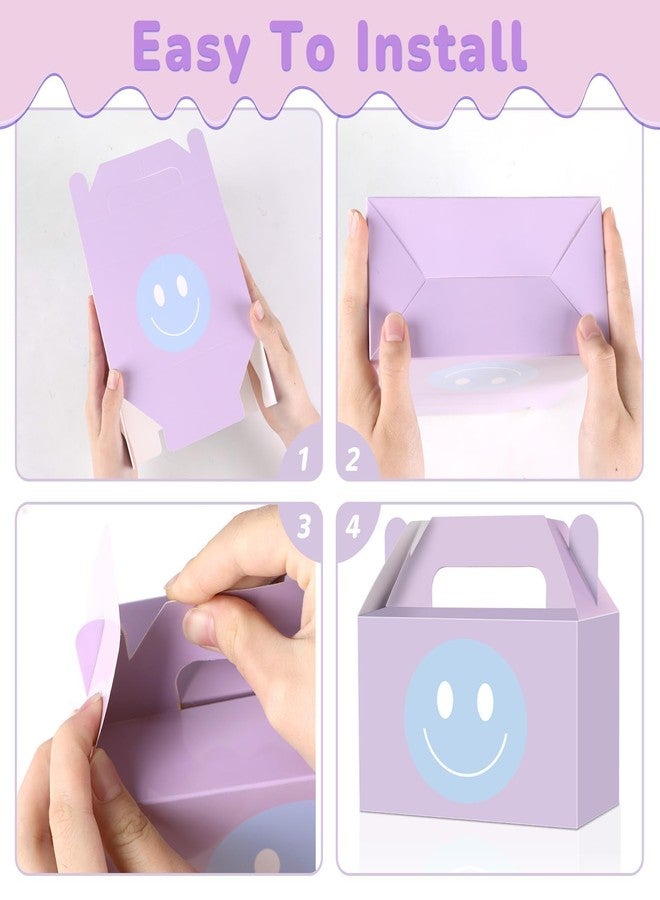 ojustbeok 12Pcs Smile Face Party Favors Preppy Birthday Party Decorations Pastel Smile Face Gift Goodie Boxes Folding Paper Treat Candy Boxes Birthday Wedding Bachelorette Baby Shower Decor Supplies - Image 4